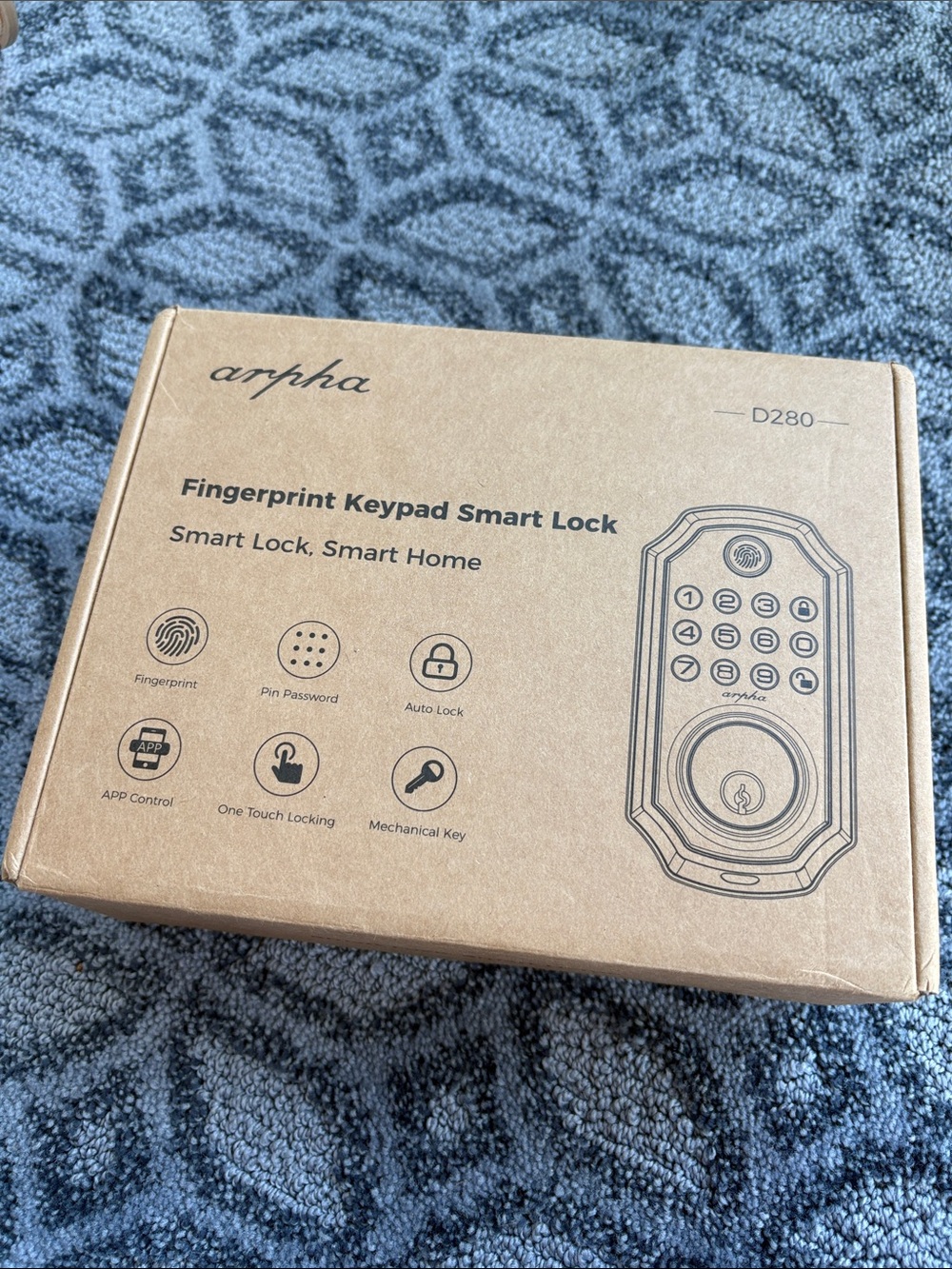 D280 Fingerprint Keypad Smart Lock - Brown